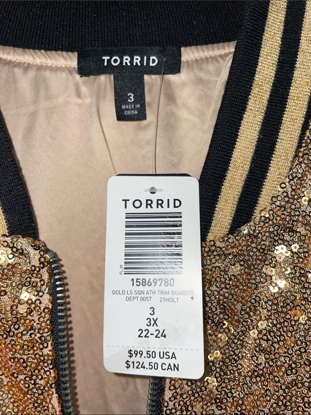 TORRID GOLD SEQUINED BOMBER JACKET FTL-04-214 - Picture 3 of 6
